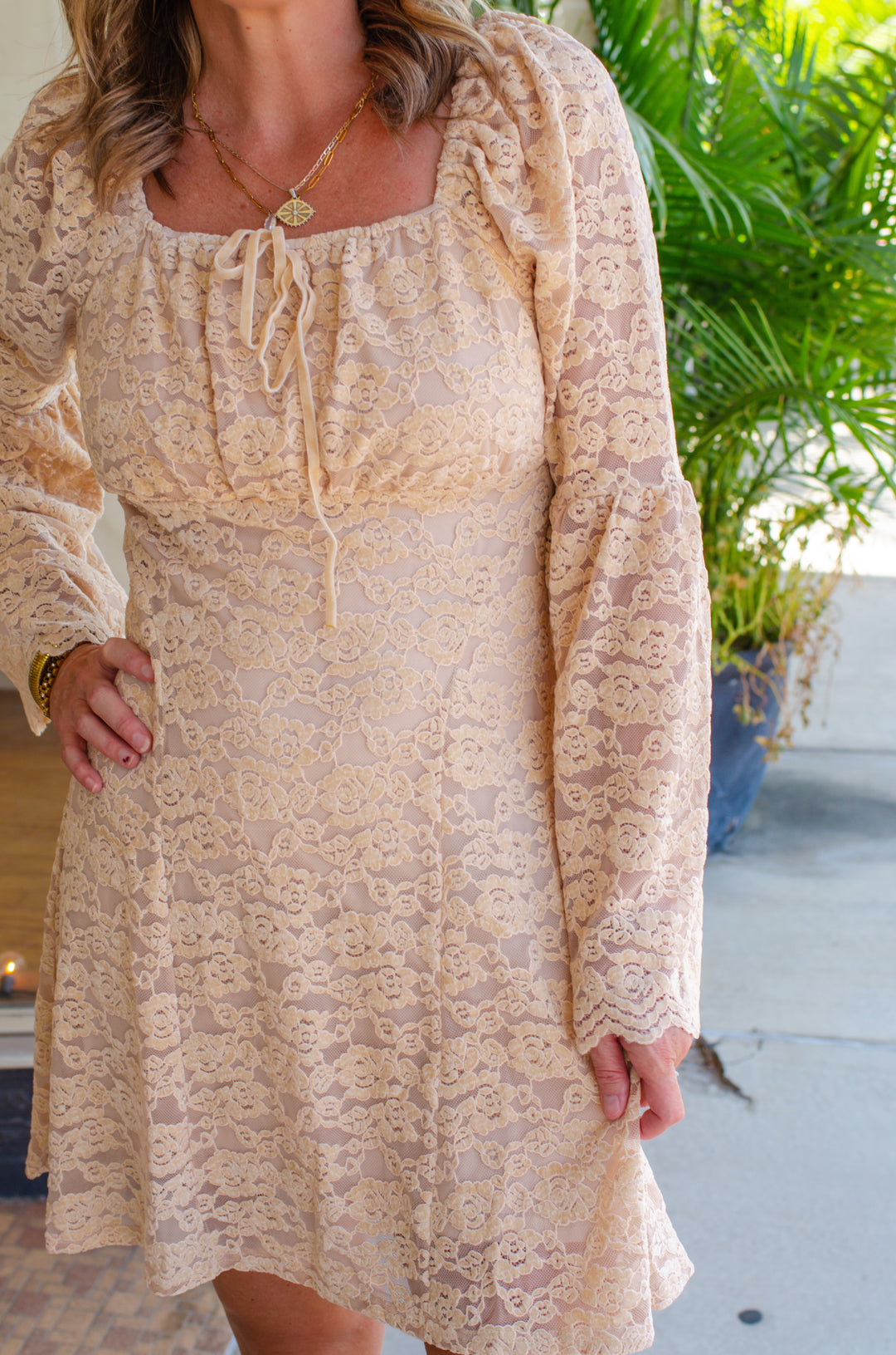 First Dance Cream Embroidered Lace Dress