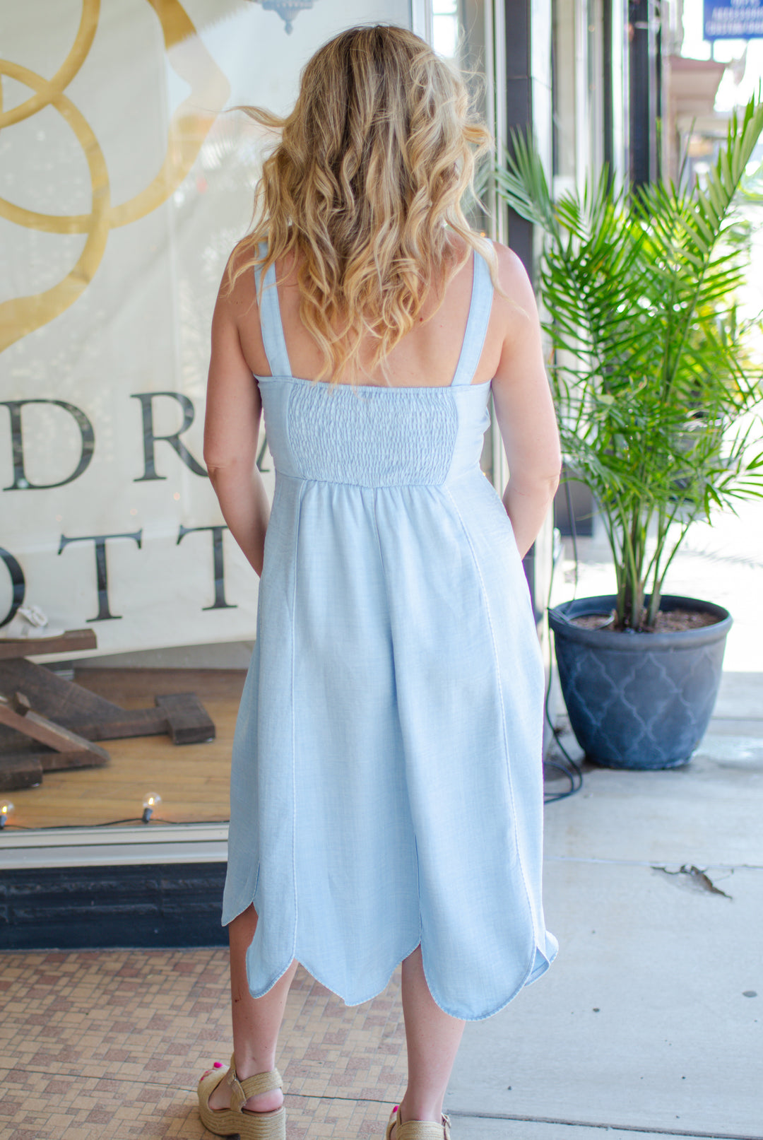 Make It Memorable Tie Front Dress in Light Blue