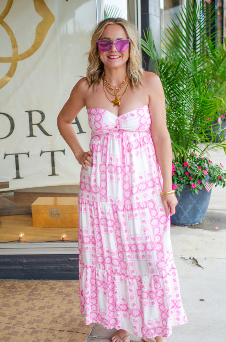 Seaside Beauty Seashell Sweetheart Strapless Maxi Dress