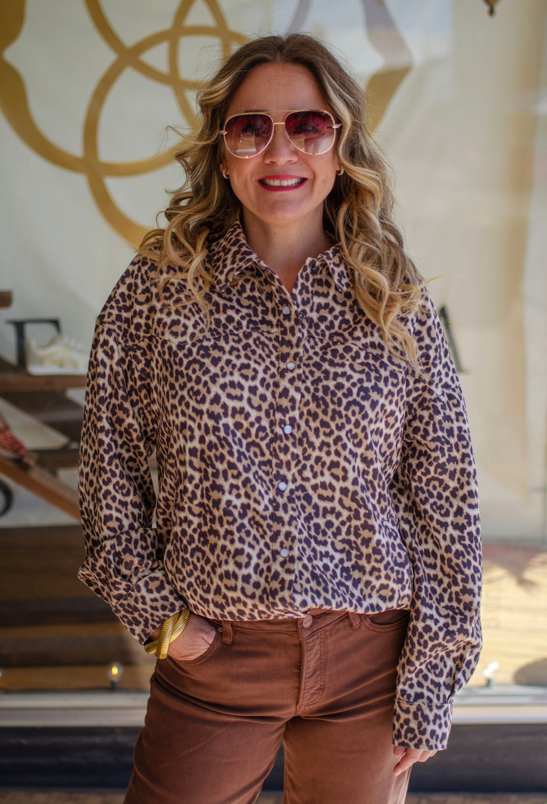 Heart Like Mine Leopared Oversized Button Down Collared Top