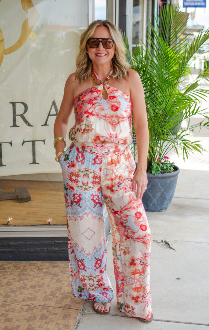 Summer Romance High Rise Wide Leg Printed Pant