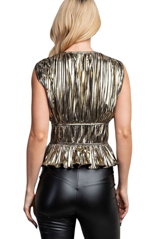 Glam Goddess Metallic Empire Waistline in Metallic Gold