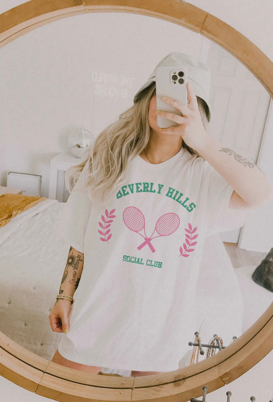 Beverly Hills Social Club Oversized Graphic Tee in Ivory