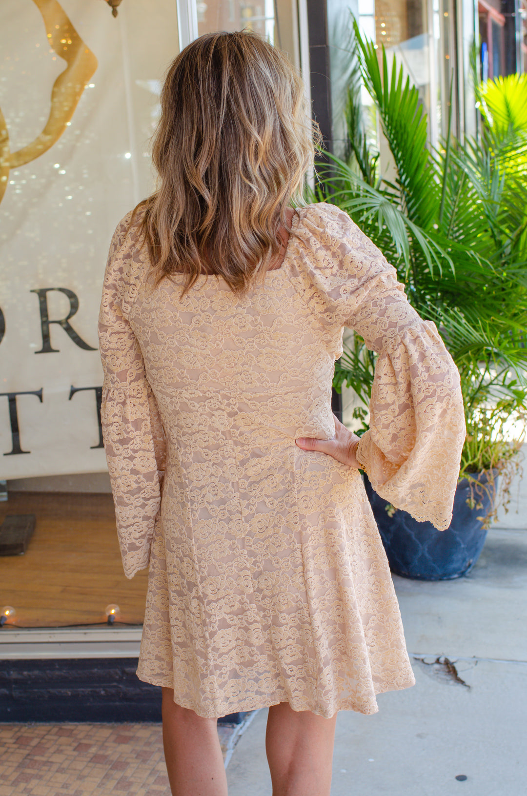 First Dance Cream Embroidered Lace Dress