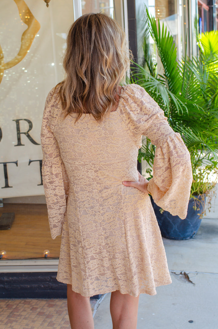 First Dance Cream Embroidered Lace Dress