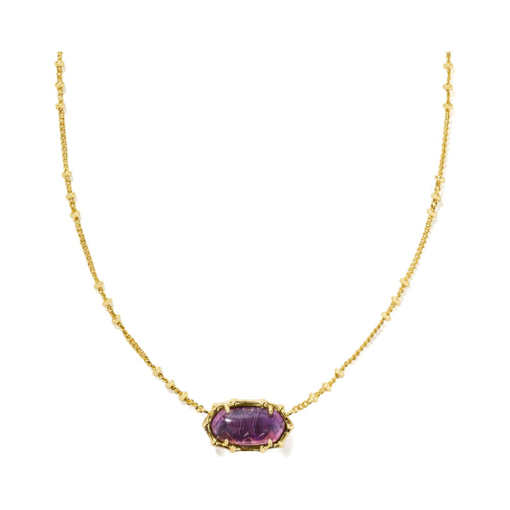 Kendra Scott Elisa Bamboo Framed Necklace in Gold Dark Purple Amethyst