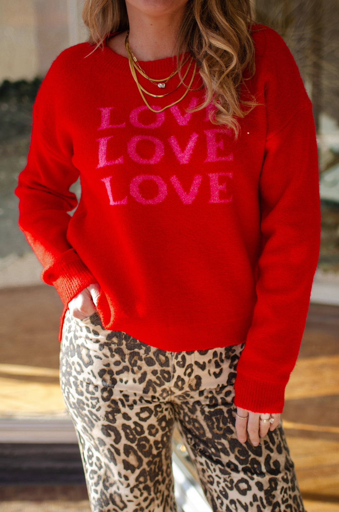 Love Knit Sweater in Red