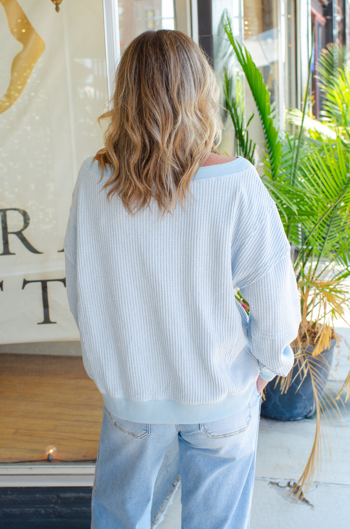Cozy Forecast Thermal Oversized Top in Blue
