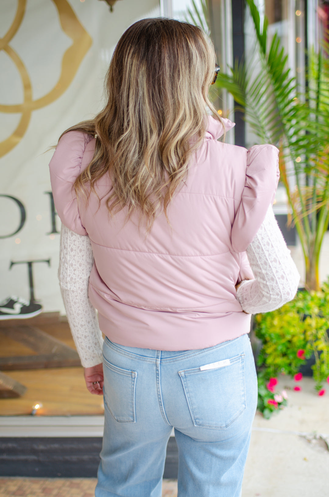 Fancy Flutter Sleeve Puffer Vest in Blush