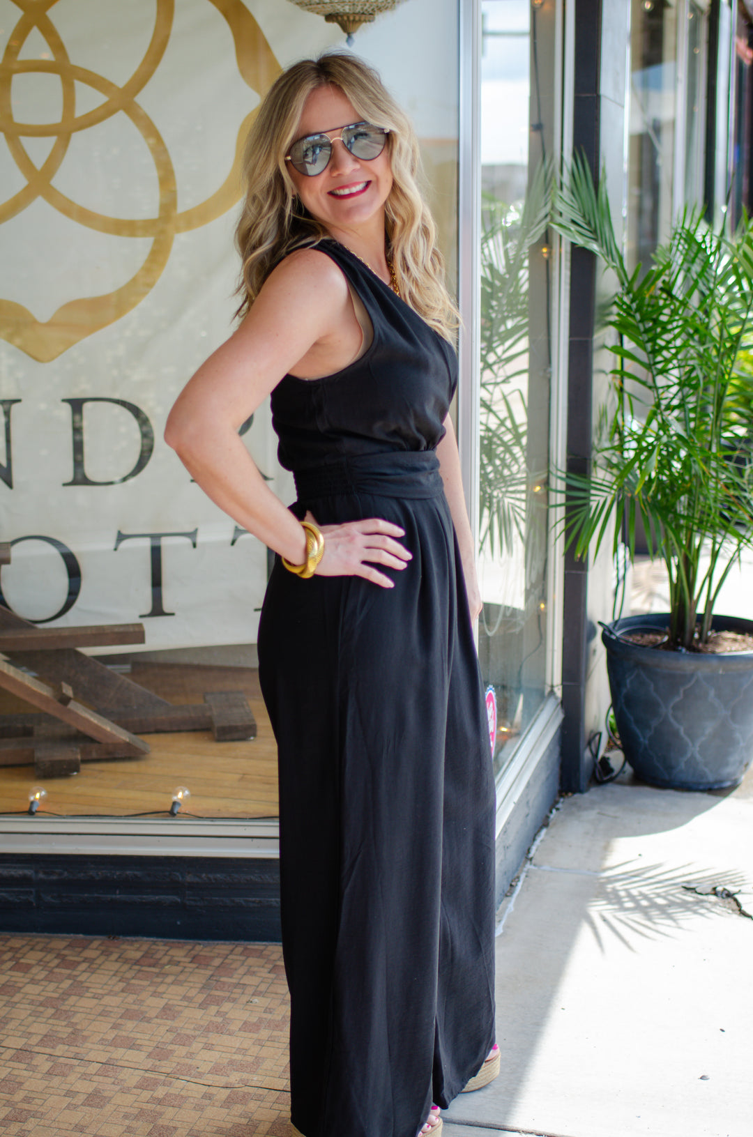 Cloud Nine Sleeveless Cross Front Jumper in Black