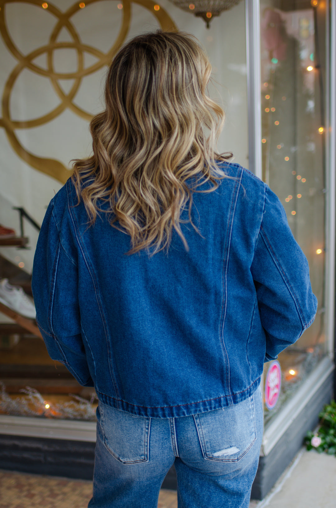 On Trends Denim Barn Style Jacket with a Corduroy Collar
