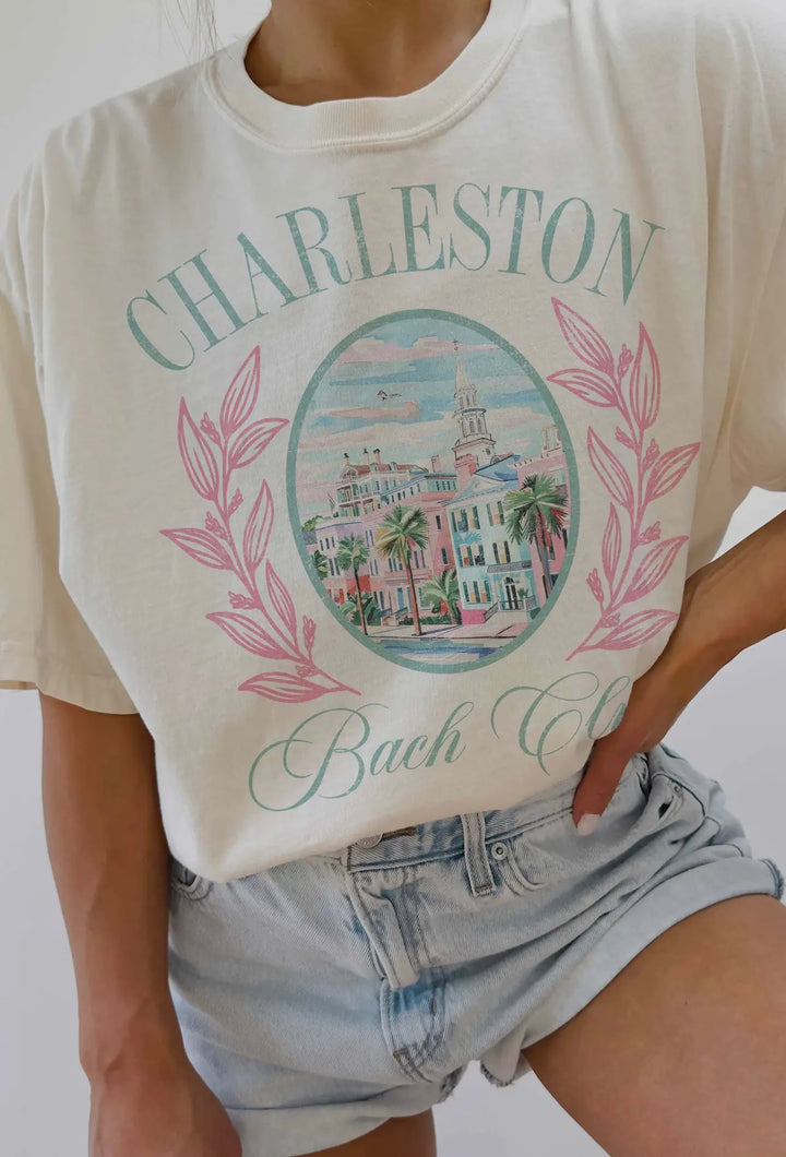 Charleston Bach Club Oversized Graphic Tee in Ivory