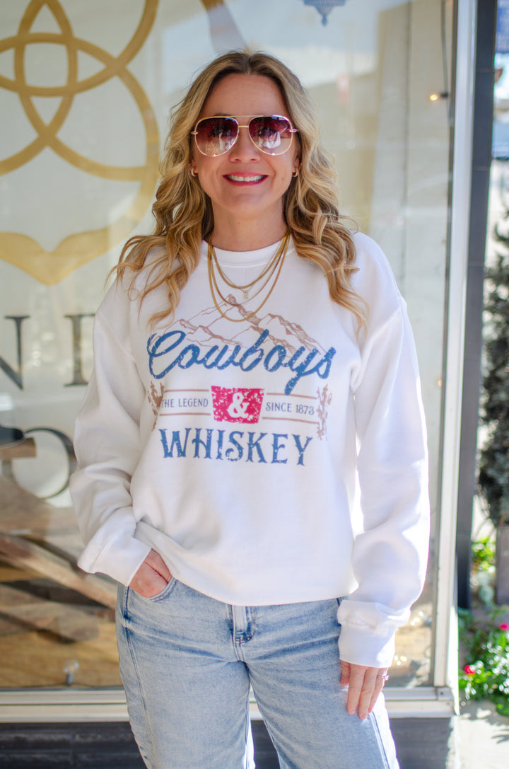 Cowboys & Whiskey Oversized Sweatshirt in White