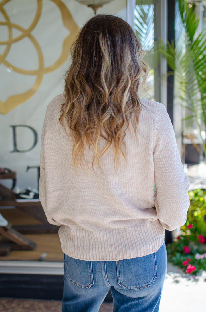 Cozy Autumn Ultra Soft Chenille Knit Sweater in Cream