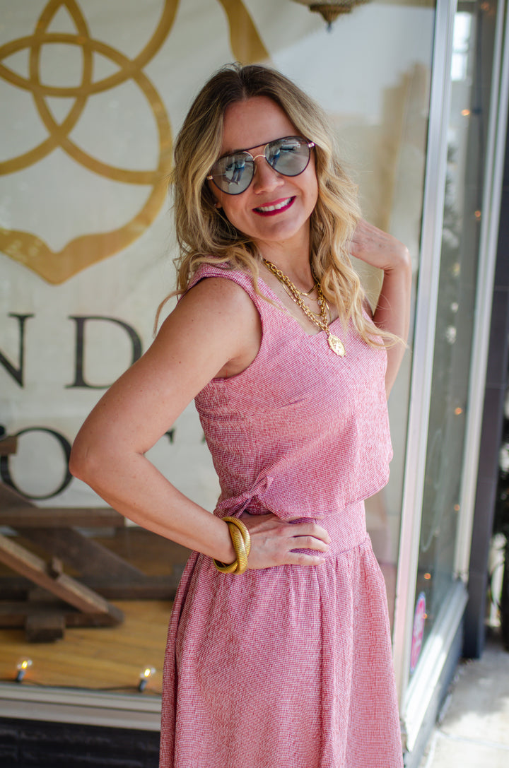 Luxembourg Gardens Pink Floral Corset Top Midi Dress