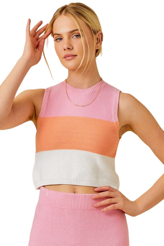 Perfect Sunrise Knit Color Block Tank Top