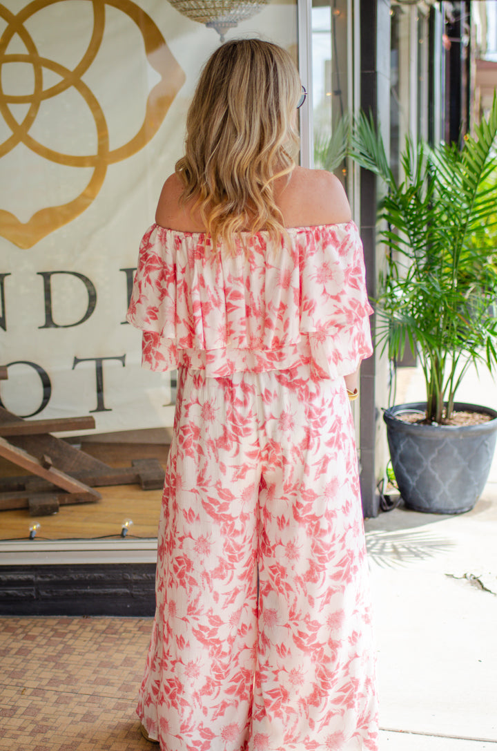 Bahamas Bound High Rise Wide Leg Pant in Coral