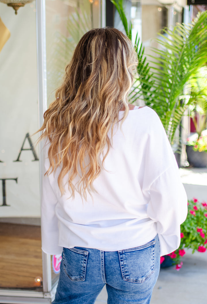 Mimosa Please Burn Out Bell Sleeve Sweatshirt