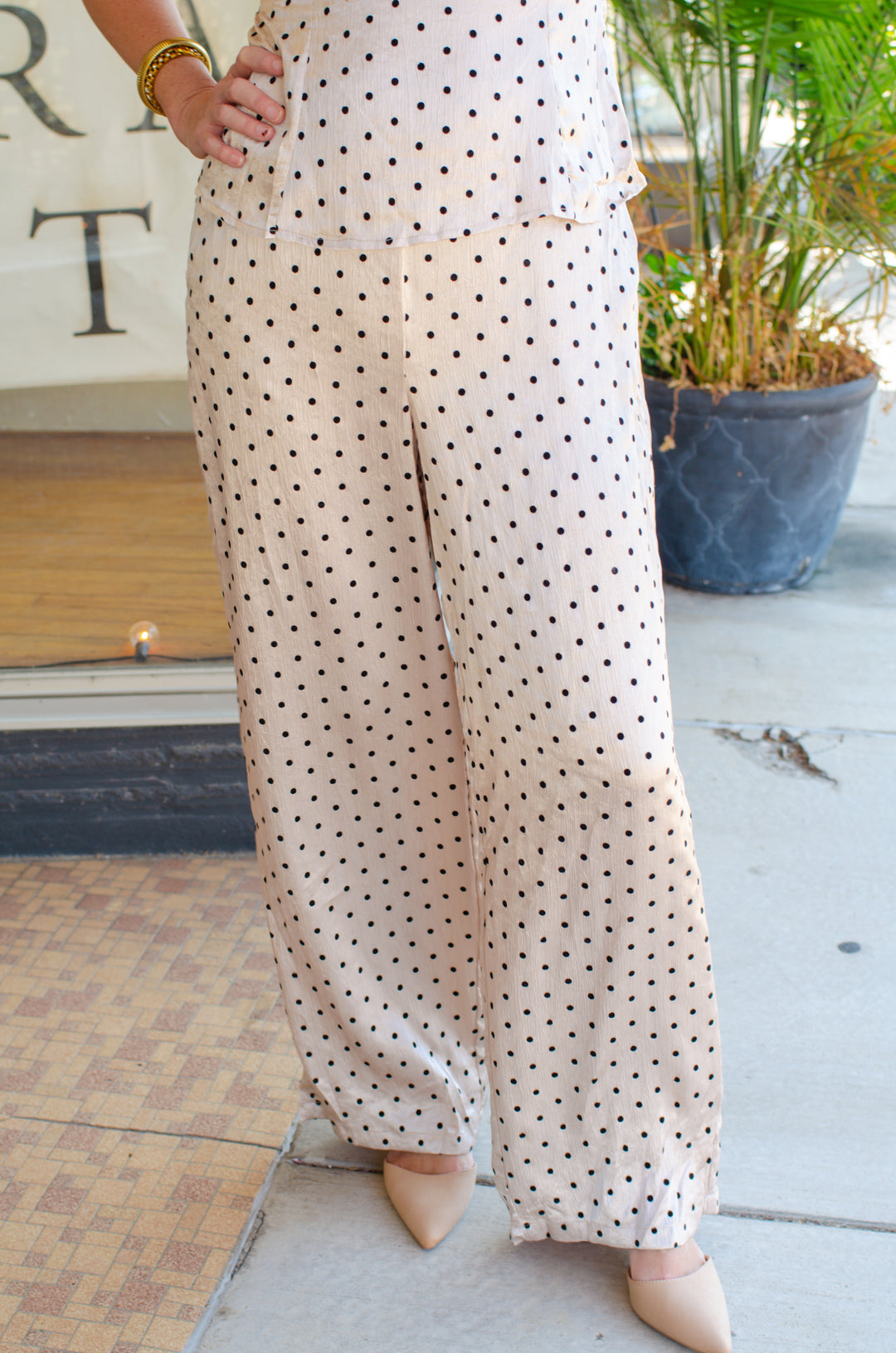 Always You Satin Champagne Polka Dot Pant