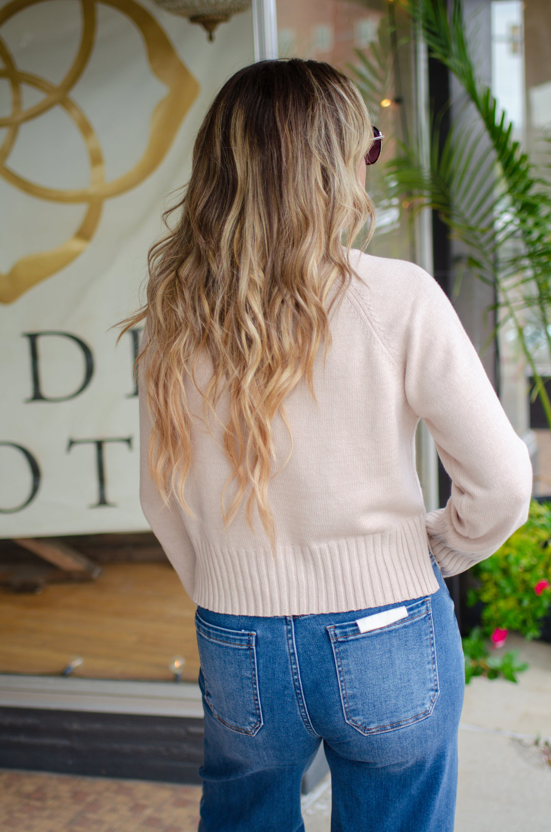 Take Your Time Knit Mock Neckline Sweater in Light Khaki