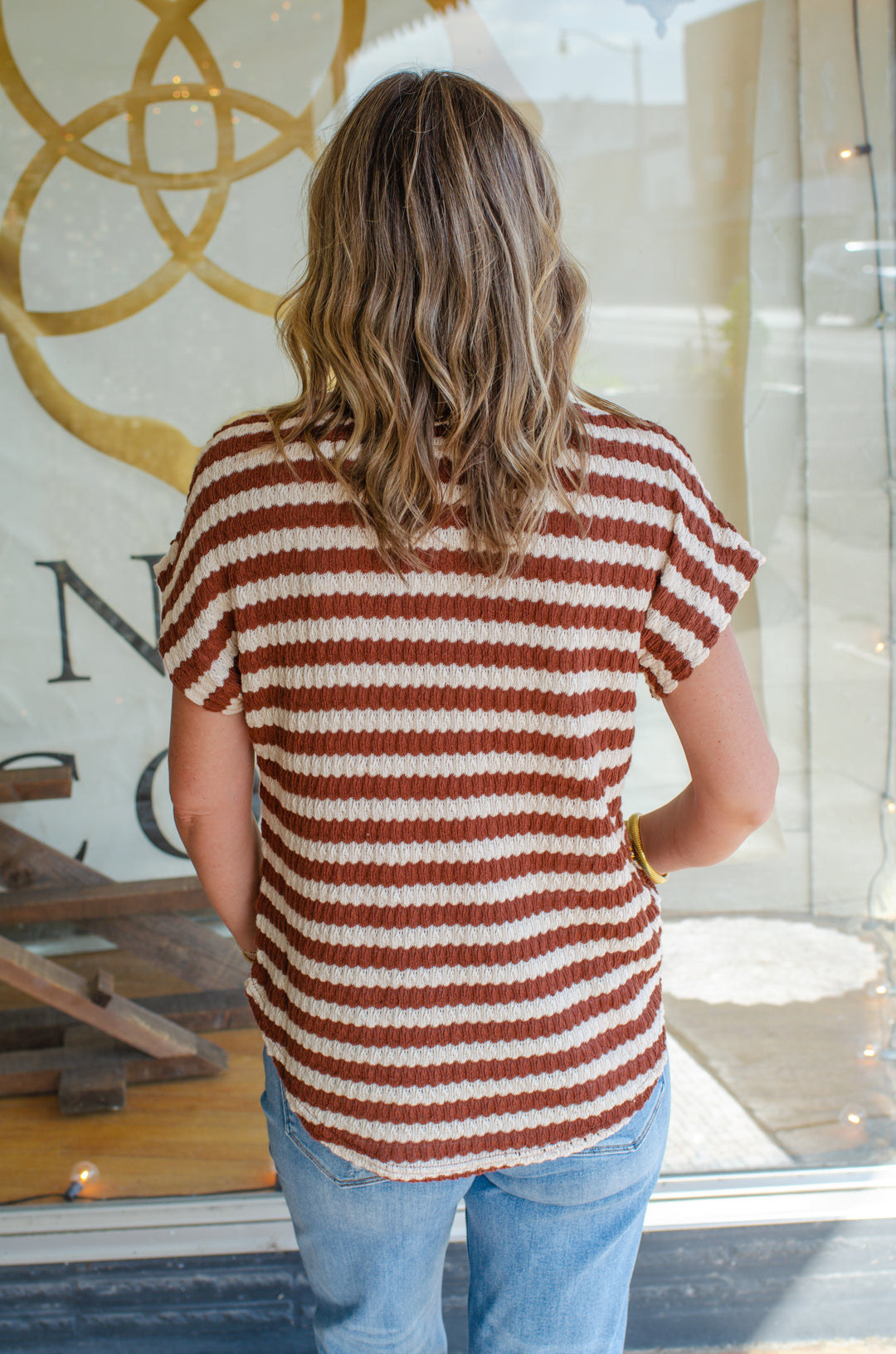 Everyday Striped Top in Brown