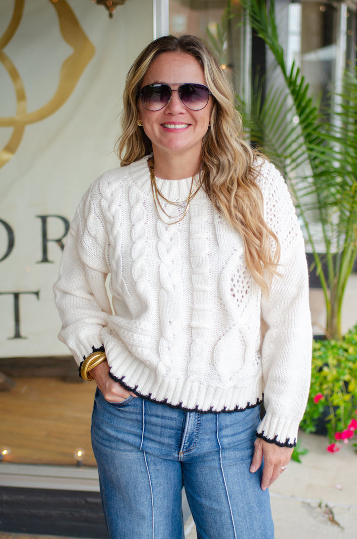Perfect Life Cable Knit Sweater in Cream