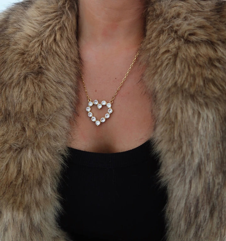 Chansuttpearls Large Diamond Heart Necklace
