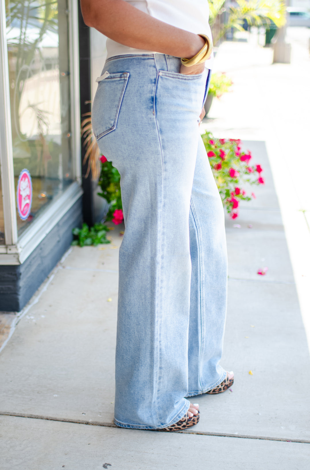 Risen High Rise Straight Leg Jeans in Medium Wash