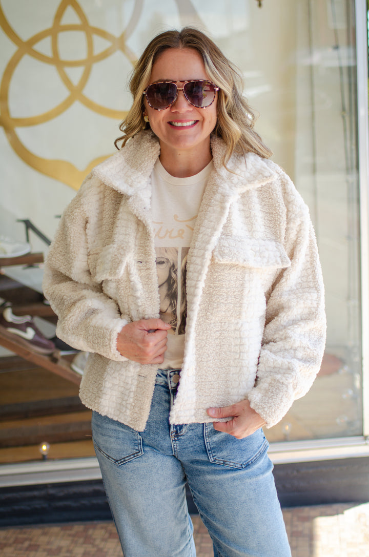 Fabulous Fur 2 Tone Cream Pocket Jacket