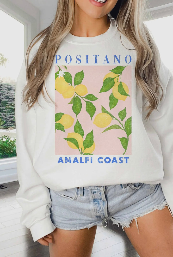 Positano Oversized Graphic Sweatshirt in White