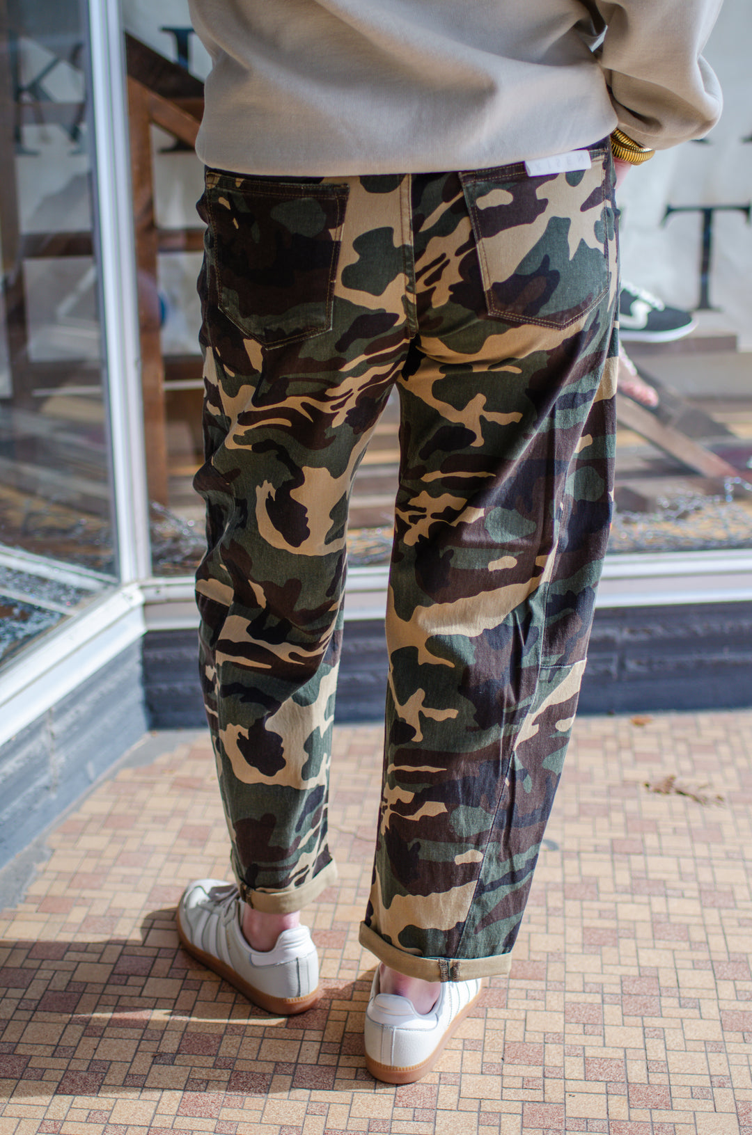 Risen High Rise Ankle Crop Camo Jeans