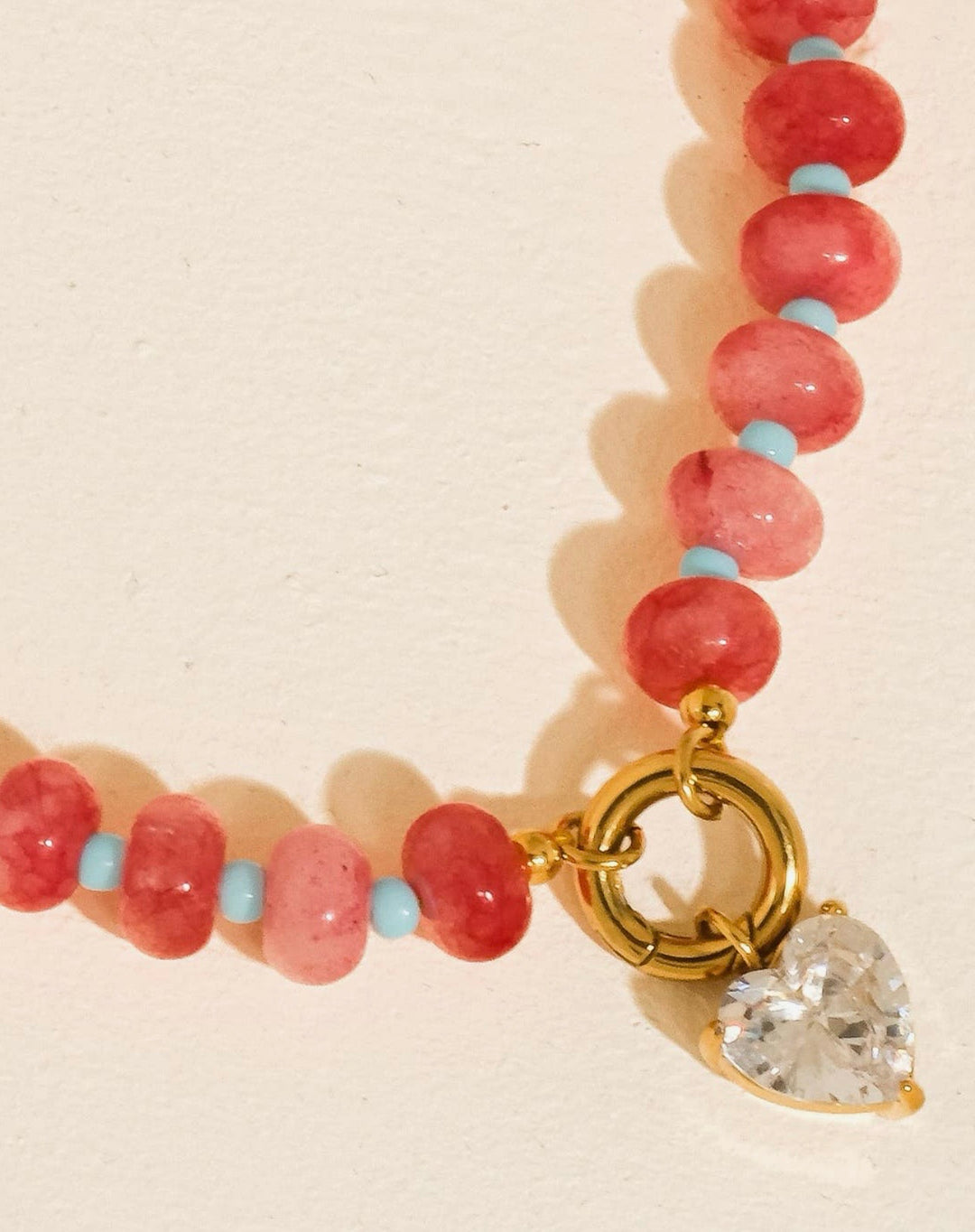 Luxe 18K Gold Plated Non-Tarnish Pink Beaded CZ Necklace