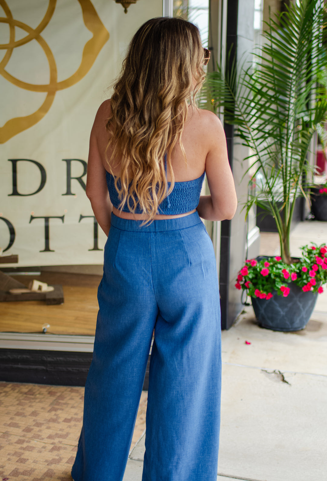 Denim Beauty Halter Knotted Rope Halter Top