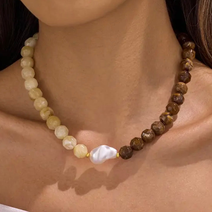 Natrual & Chocolate Pearl Statement Necklace