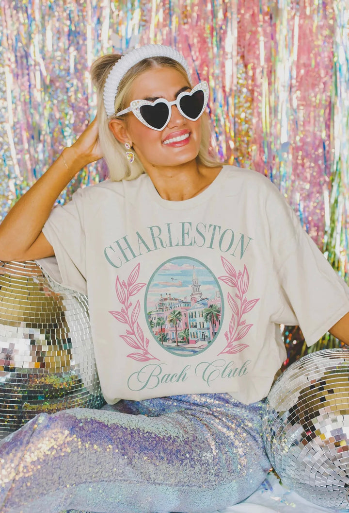 Charleston Bach Club Oversized Graphic Tee in Ivory