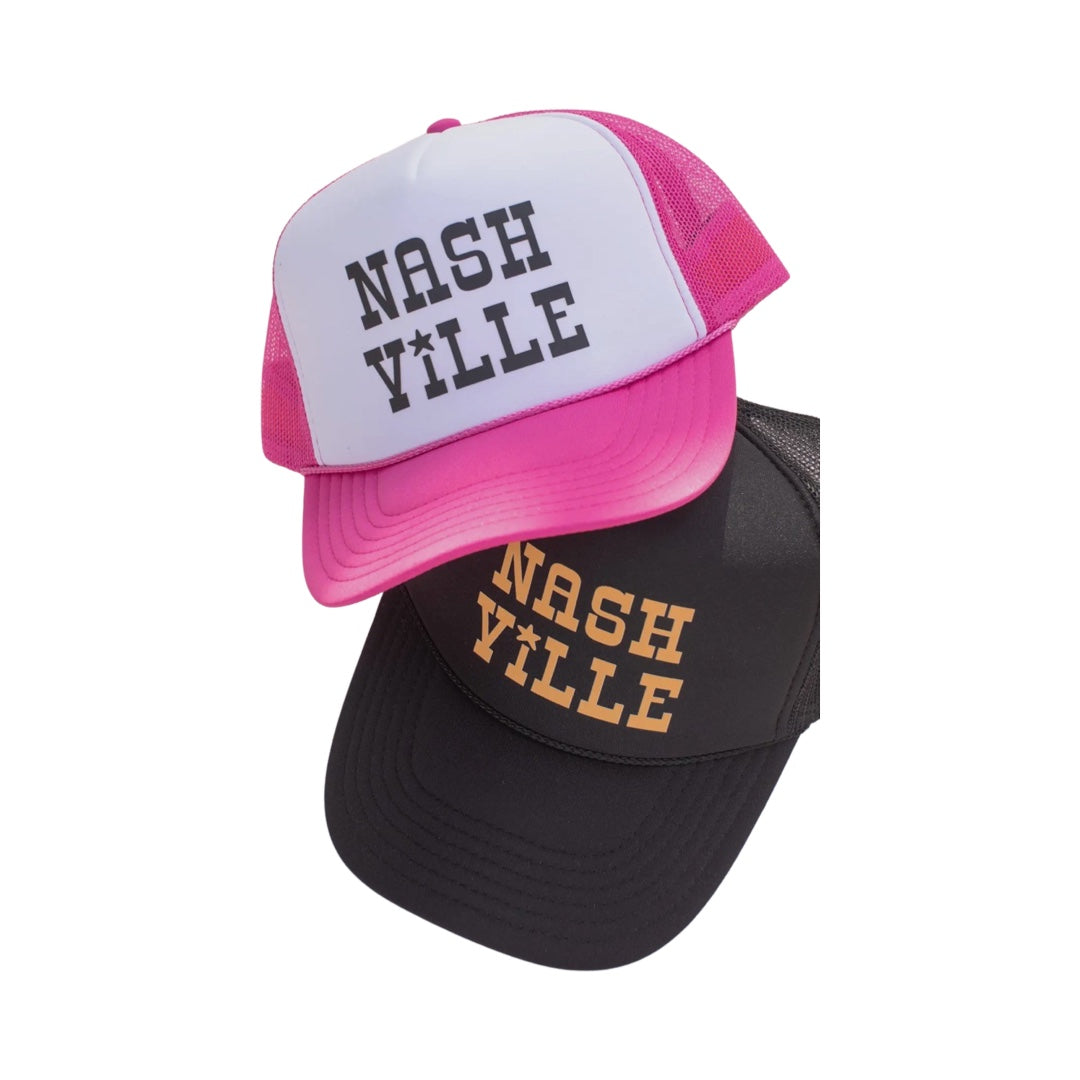 Nashville Trucker Hat in Pink/White