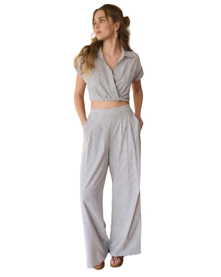 Nautical Moment Tucked Front Stripe Pant in Light Blue