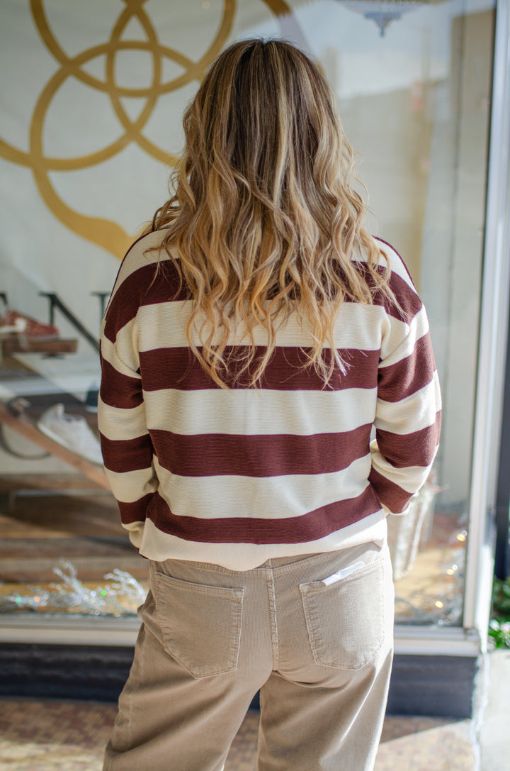 Love At First Sight Chocolate & Cream Rugby Top