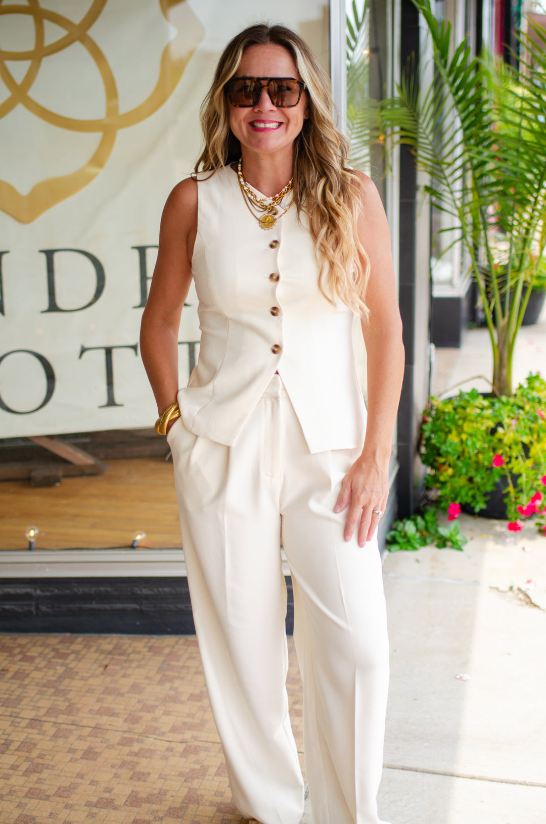 Make You Mine High Waist Pleated Wide Leg Dress Pant in Cream