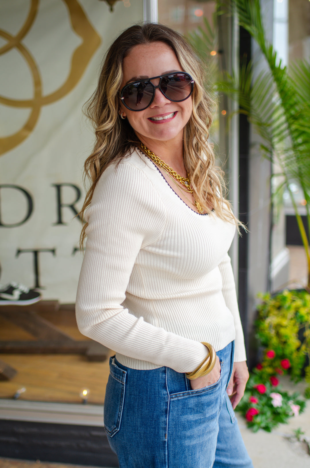 Dreaming of Fall Top in Ivory with Black