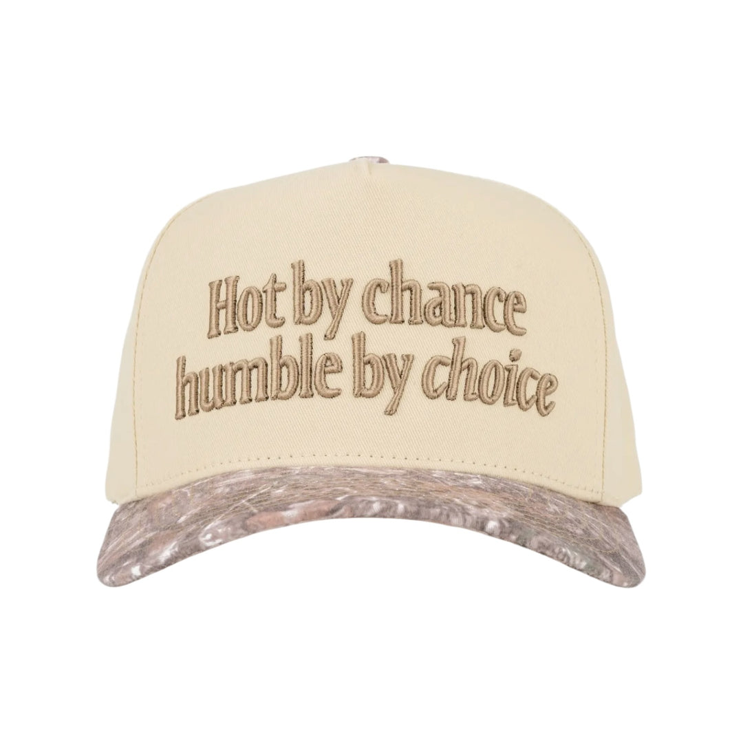 Hot By Chance Humble By Choice Embroidered Camo Hat