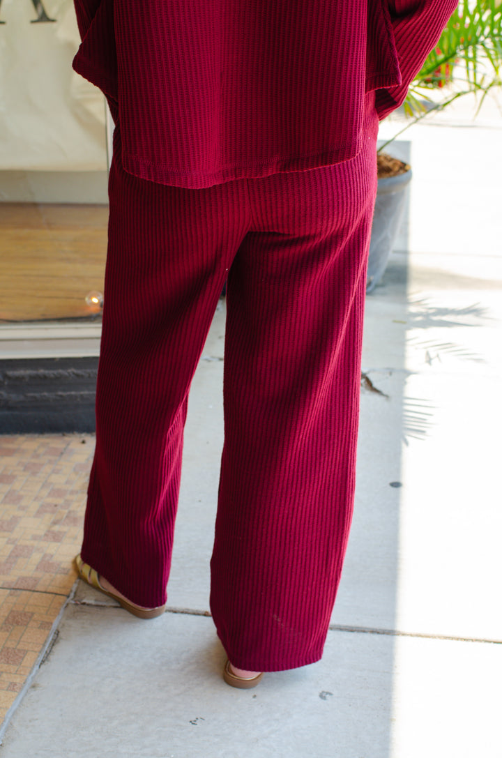 Make Your Way Thermal Wide Leg Pant in Burgundy