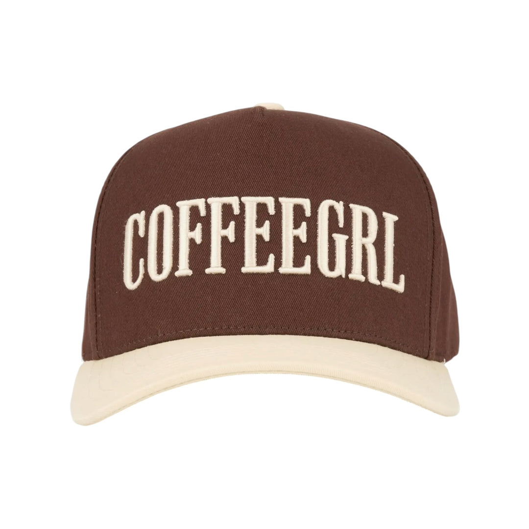 Coffeegrl Embroidered Letter Cream & Chocolate Two Tone Trucker Hat