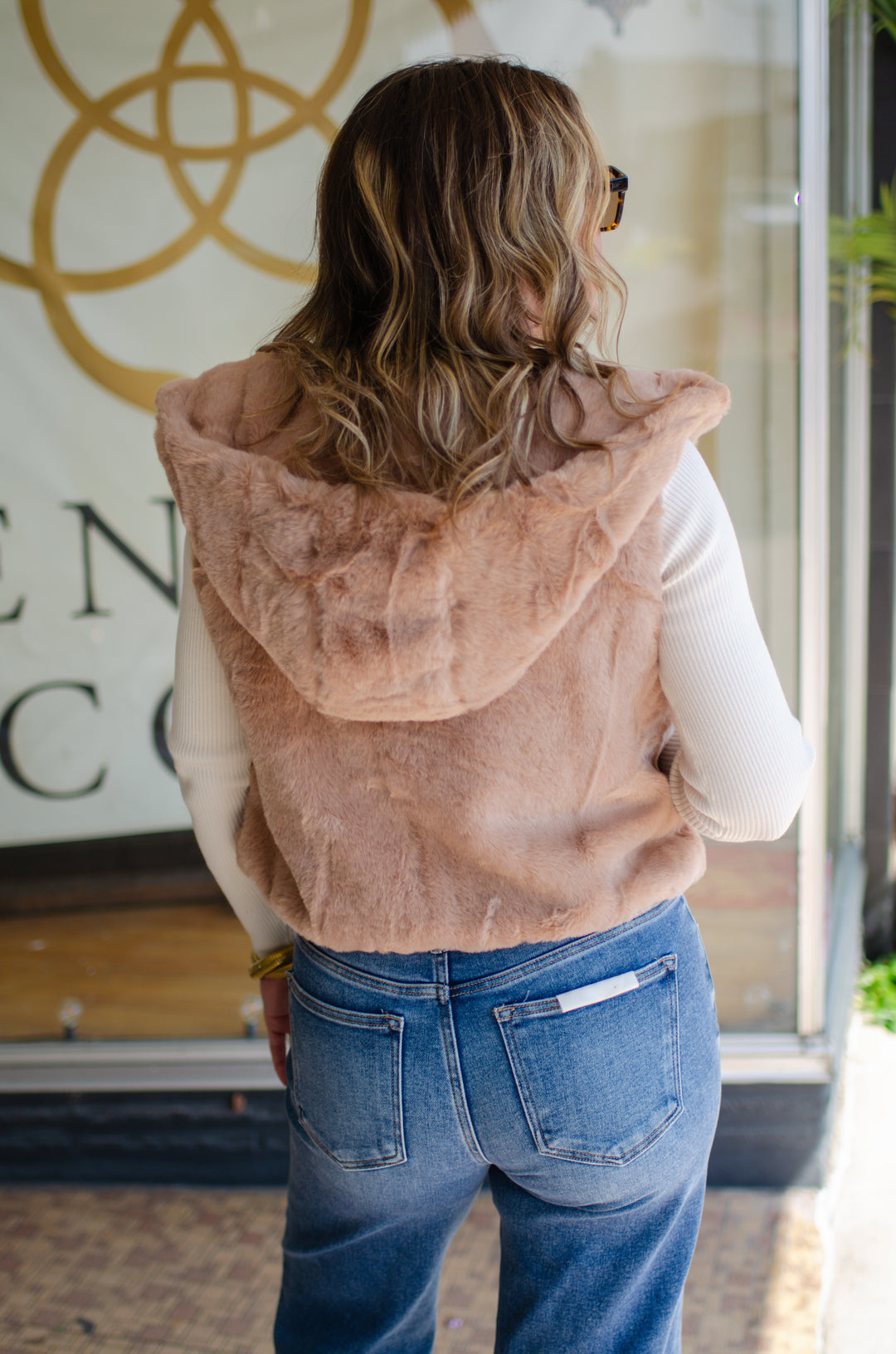 Winter Wonder Faux Fur Hooded Vest in Tan