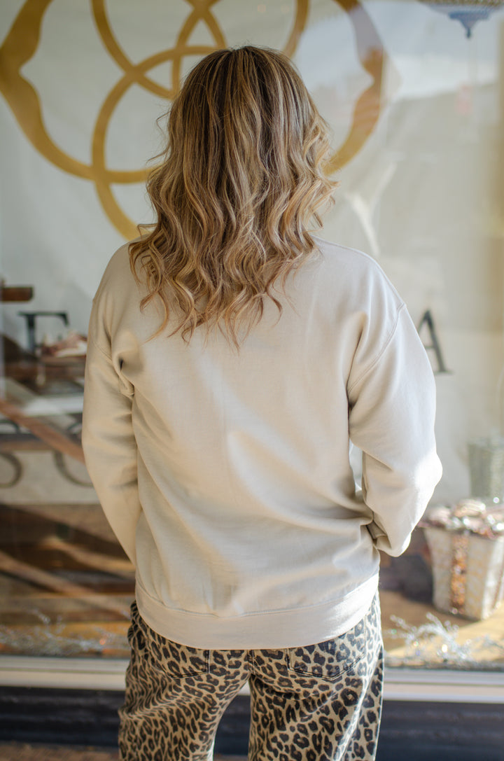 Be The Light Embroidered Sweatshirt in Sand