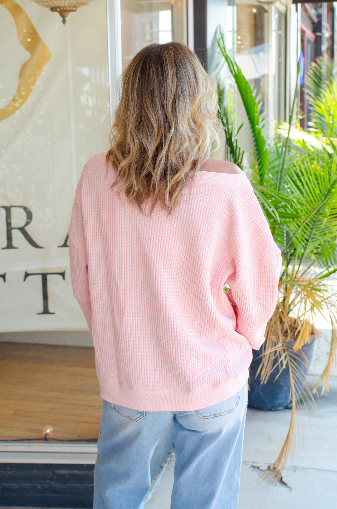 Cozy Forecast Thermal Oversized Top in Pink