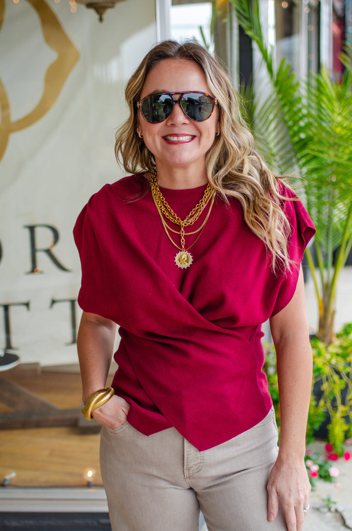 Classic Moment Sweater Top in Wine