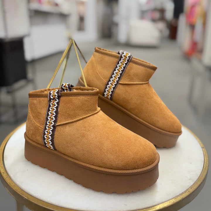 Fall Stitch Faux Suede Platform Boot in Chestnut