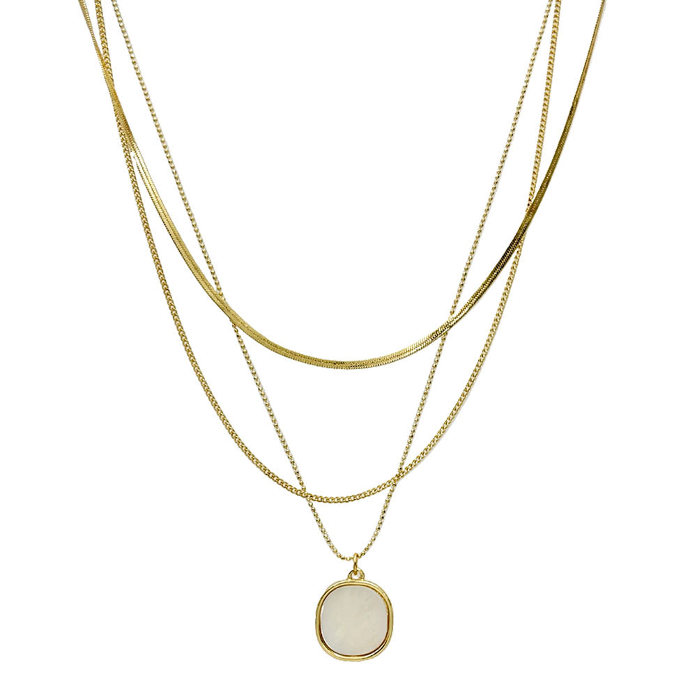 Gold Pendant Multi Layer Necklace in Gold