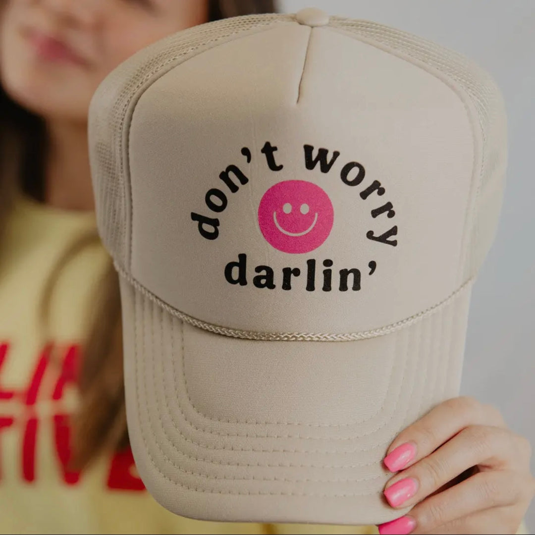 Don't Worry Darlin' Trucker Hat in Tan